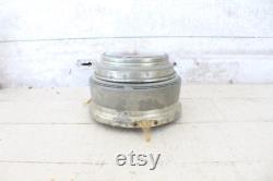 Vintage 1940s Music Trinket Powder Box Round Silver Metal Music Box Whatnot Trinket Music Box withSunset Print and Strawflowers Mom Gift
