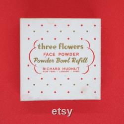 Vintage 1950's Richard Hudnut Three Flowers Face Powder Box English Peach Unopened Powder Bowl Refill Vanity Storage Make-up Cosmetics