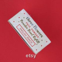 Vintage 1950's Richard Hudnut Three Flowers Face Powder Box English Peach Unopened Powder Bowl Refill Vanity Storage Make-up Cosmetics