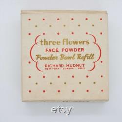 Vintage 1950's Richard Hudnut Three Flowers Face Powder Box Naturelle Unopened Powder Bowl Refill Vanity Storage Make-up New Old Stock
