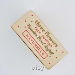 Vintage 1950's Richard Hudnut Three Flowers Face Powder Box Naturelle Unopened Powder Bowl Refill Vanity Storage Make-up New Old Stock