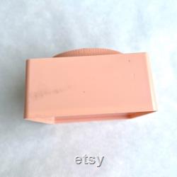 Vintage 1950s Powder Box, Evyan Pink White Shoulders Powder Box, Art Nouveau Style Relief, Unique Vintage Boudoir Bath Accessory Gift