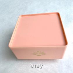 Vintage 1950s Powder Box, Evyan Pink White Shoulders Powder Box, Art Nouveau Style Relief, Unique Vintage Boudoir Bath Accessory Gift