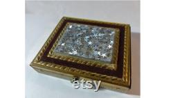 Vintage 1950s Powder Compact Lucite Silver Stars Goldtone Metal Sifter Dorset 5th Ave