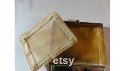 Vintage 1950s Powder Compact Lucite Silver Stars Goldtone Metal Sifter Dorset 5th Ave