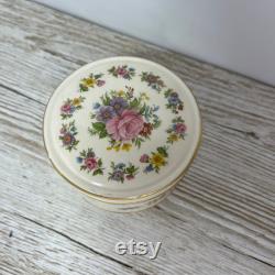 Vintage 1950s Sadler Powder dish with lid, rose pattern trinket dish, excellent condition