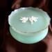 Vintage 1960s AVON Pure Rapture Dusting Powder Box Green with White Love Birds Empty Container with Lid