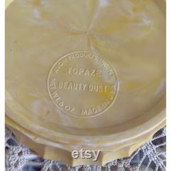 Vintage 1960s Avon Empty Powder Box Topaz Jewel Top Vanity Decor