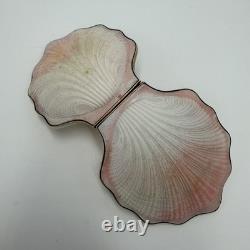 Vintage 1960s Silver 875 Gilt Shell Makeup Compact Mirror Powder Box Case Gift