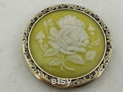Vintage 1970s Beautiful Gold Plated on Silver 875 Powder Box Floral Deco
