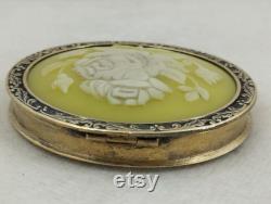 Vintage 1970s Beautiful Gold Plated on Silver 875 Powder Box Floral Deco
