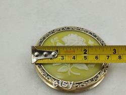 Vintage 1970s Beautiful Gold Plated on Silver 875 Powder Box Floral Deco