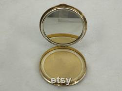 Vintage 1970s Beautiful Gold Plated on Silver 875 Powder Box Floral Deco
