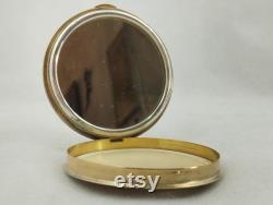 Vintage 1970s Beautiful Gold Plated on Silver 875 Powder Box Floral Deco