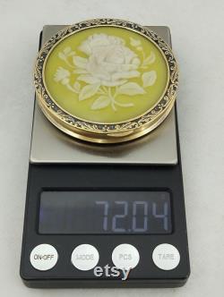 Vintage 1970s Beautiful Gold Plated on Silver 875 Powder Box Floral Deco