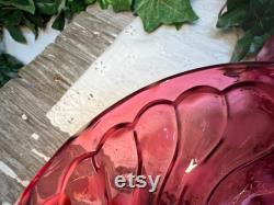 Vintage 1990s Fenton Art Glass, Set of 2 Cranberry Opalescent Spiral Heart Powder Jars or Boxes, Lovely Dresser Vanity Decor Trinket Jewelry