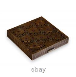 Vintage 27 Rubies 18k Gold/800 Silver Minaudière Rare Powder Compact Box Floral