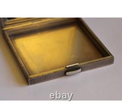 Vintage 27 Rubies 18k Gold/800 Silver Minaudière Rare Powder Compact Box Floral