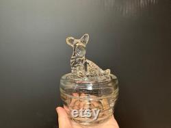 Vintage 50 s Glass Scotty Dog Powder Jar