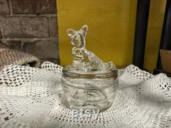 Vintage 50 s Glass Scotty Dog Powder Jar