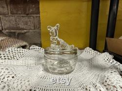 Vintage 50 s Glass Scotty Dog Powder Jar