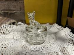 Vintage 50 s Glass Scotty Dog Powder Jar