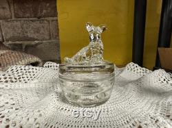 Vintage 50 s Glass Scotty Dog Powder Jar