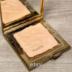 Vintage 50s Powder Compact From Volupte Goldtone Brass Starburst Rhinestone Cluster With Mirror Made in USA
