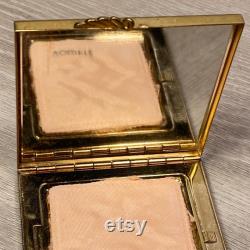 Vintage 50s Powder Compact From Volupte Goldtone Brass Starburst Rhinestone Cluster With Mirror Made in USA