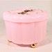 Vintage 60s Powder Box Plastic Bright Pink Floral Top Rhinestones Powder Puff Unused Condition