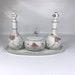 Vintage 7 Piece Vanity Set White Porcelain Hobnail Pink Roses JAPAN