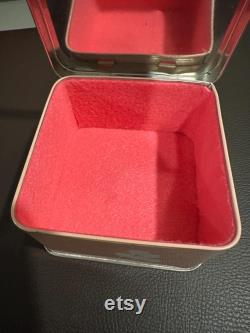 Vintage 80s Camp Beverly Hills Lined Body Powder Tin Box with Mirror