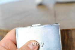 Vintage 835 Silver powder compact case with mirror , women's powder case .