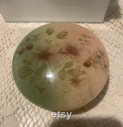 Vintage Alabaster Powder Trinket Box Floral Pattern Hand Carved Made n Italy