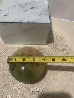 Vintage Alabaster Powder Trinket Box Floral Pattern Hand Carved Made n Italy
