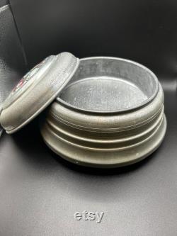 Vintage Aluminum Musical Powder Box