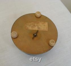 Vintage Aluminum Musical Powder Box with Pink Rose Plays the song Because
