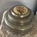 Vintage Aluminum Musical Powder Box with Rose Design