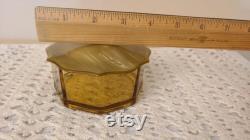 Vintage Amber Glass Vanity Powder Box with Celluloid Lid