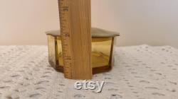 Vintage Amber Glass Vanity Powder Box with Celluloid Lid
