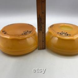 Vintage Amber Puratin Dubarry Powder Puff Plastic Box Packaging