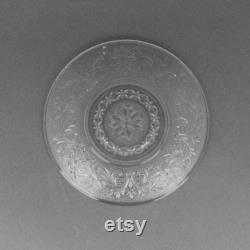 Vintage Anchor Hocking Clear Glass Saucer with Floral Sandwich Pattern, Depression Glass Replacement Plate