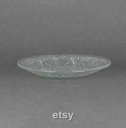 Vintage Anchor Hocking Clear Glass Saucer with Floral Sandwich Pattern, Depression Glass Replacement Plate