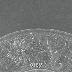 Vintage Anchor Hocking Clear Glass Saucer with Floral Sandwich Pattern, Depression Glass Replacement Plate