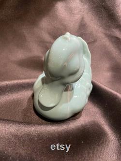 Vintage Andre Richard Teal Green Duck Vanity Cotton Ball Dispenser Figure