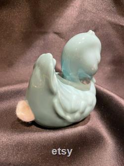 Vintage Andre Richard Teal Green Duck Vanity Cotton Ball Dispenser Figure