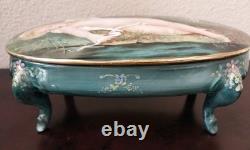 Vintage Angel Cherub Oval Trinket Powder Box