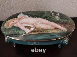 Vintage Angel Cherub Oval Trinket Powder Box