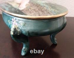 Vintage Angel Cherub Oval Trinket Powder Box