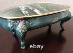 Vintage Angel Cherub Oval Trinket Powder Box